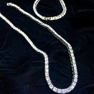 FULL DIAMONDS CZ 18K WHITE GOLD CHAIN BRACELET
